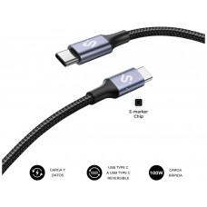 CABLE PLUS 100W USB-C/USB-C 2 M NEGRO SUBBLIM (Espera 4 dias)