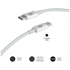 CABLE PLUS 100W USB-C/USB-C 1 M BLANCO SUBBLIM (Espera 4 dias)
