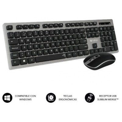 TECLADO + RATON WIRELESS ERGO KEYS SILENT FLAT GRIS SUBBLIM (Espera 4 dias)