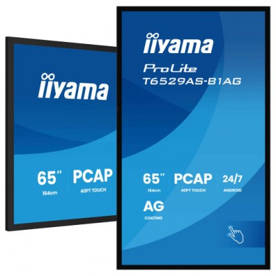 MONITOR IIYAMA TACTIL 65" 4K 20P TACTIL (T6529AS-B1AG) / ANDROID 14/ USO 24/7 / IRX1 / HDMI X 2 / USB-C / HORIZ. Y APAISADO / 420CD/M2 (TOUCH), 4000:1, 6.5MS, USB TOUCH / RS232C / RJ45 / 32GB ROM / 2G RAM / 1GB / WIFI / VESA 400X400MM (Espera 4 dias)