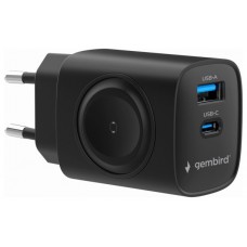 CARGADOR GEMBIRD 2-1 USB CARGA RAPIDA + APPLE WATCH NEGRO