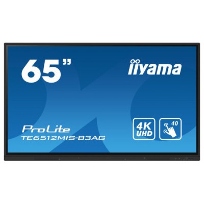 iiyama TE6512MIS-B3AG pantalla de señalización Diseño de quiosco 165,1 cm (65") LCD Wifi 400 cd / m² 4K Ultra HD Negro Pantalla táctil Procesador incorporado Android 11 24/7 (Espera 4 dias)