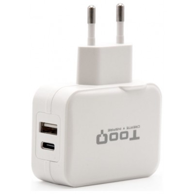 Cargador De Pared Tooq Tqwc-2s02wt Usb-c+usb-a 4.8a