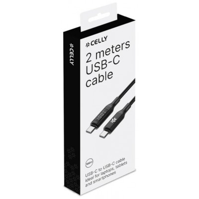 Celly Cable UsbC-UsbC2  2Mt Led BK 100w